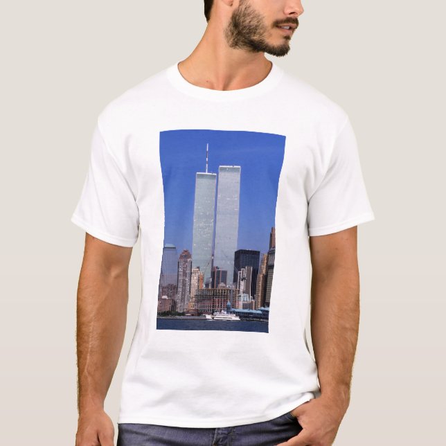 T-shirt New York, USA. Tours jumelles du célèbre monde (Devant)