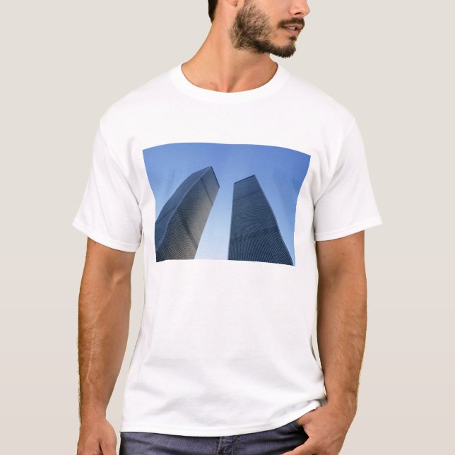 T-shirt New York, USA. Vue sur les tours jumelles de (Devant)