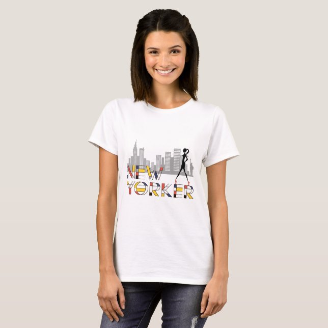 T-shirt New Yorker dame, beauté, élégant, chic (Devant entier)