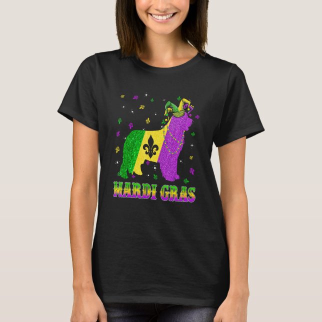 T-shirt Newfoundland Dog Mardi Gras Carnival Jester Beads (Devant)