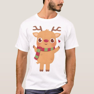 T-shirt Nez rouge mignon avec Écharpe rayée