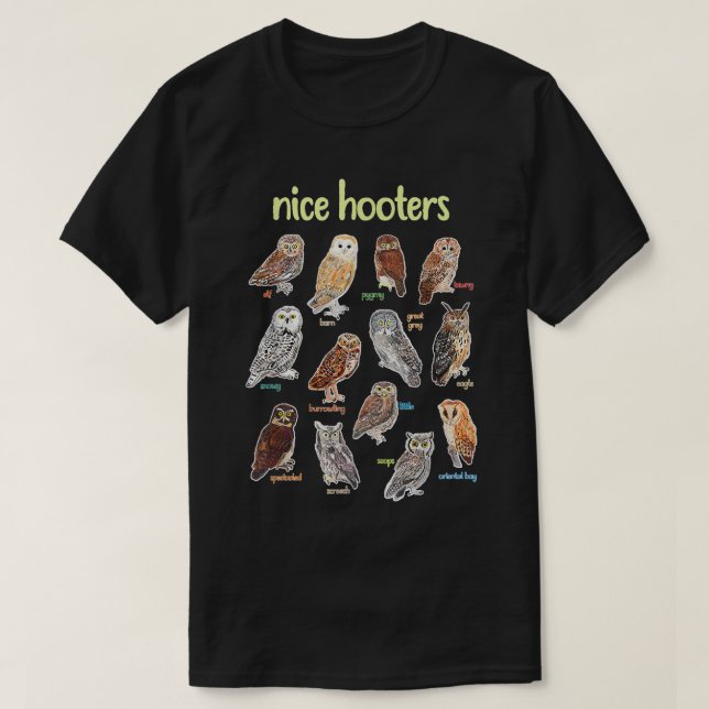 T-shirt Nice Hooters Owl Bird Pun drôle Adulte Plaisanteri (Design devant)