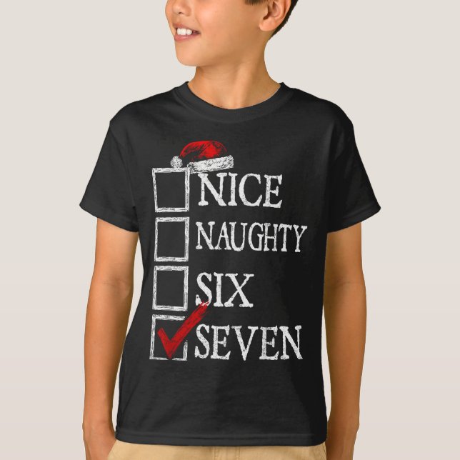 T-shirt Nice Naughty 67 Christmas Funny Meme Six Seven  (Devant)