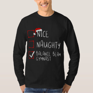 T-shirt Nice Naughty Balance Beam Gymnast Liste Noël