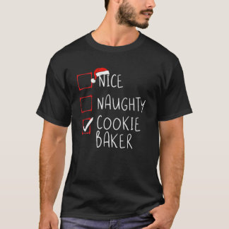 T-shirt Nice Naughty Cookie Baker Liste de Noël Père Noël