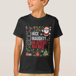 T-shirt Nice Naughty Une Tentative A Été Faite Drôle Noël