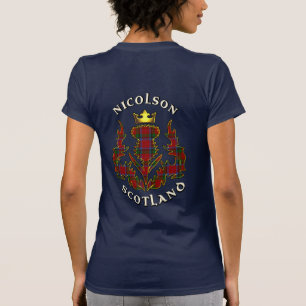 T-shirt Nicolson Clan Badge & Tartan avec devise Femmes