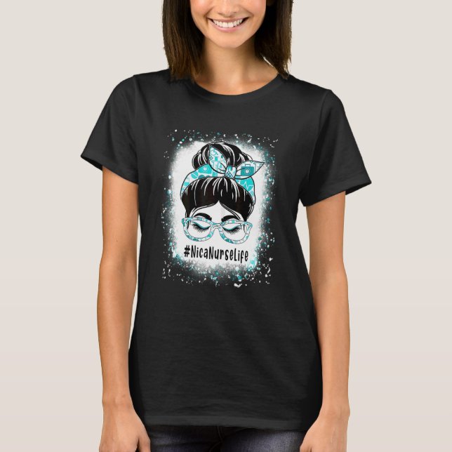 T-shirt Nicu Nurse Messy Bun Bleached Appréciation Monde H (Devant)