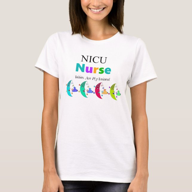 T-shirt NICU Nurse Moon Stars and Baby (Devant)
