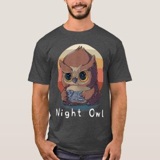 T-shirt Night Owl Gaming Enthusiast Video Game Lover Gamin