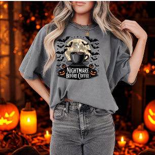 T-shirt Nightmare Avant Café Éffrayant Automne Café Lover