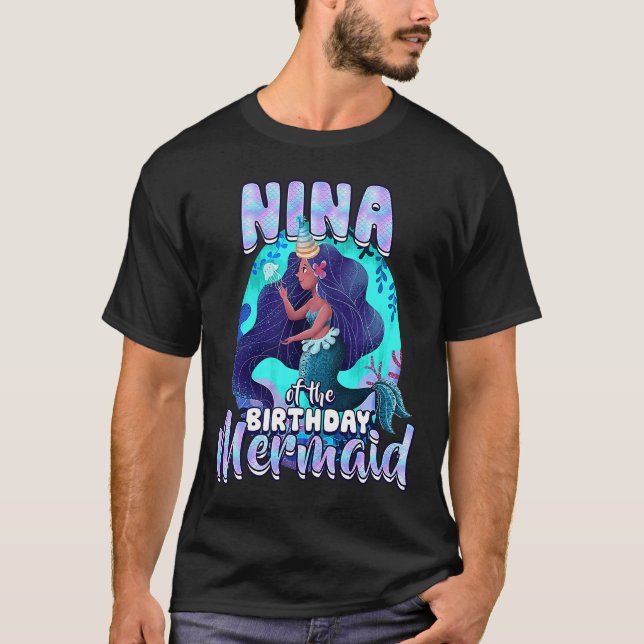 T-shirt Nina De L'Anniversaire Fête De Famille De La Sirèn (Devant)