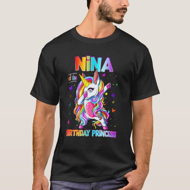T-shirt Nina De L'Anniversaire Princesse Fille Dabbing Uni (Devant)