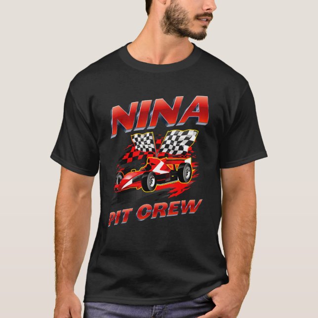 T-shirt Nina Pit Crew Race Car Anniversaire Fête Racine Fa (Devant)