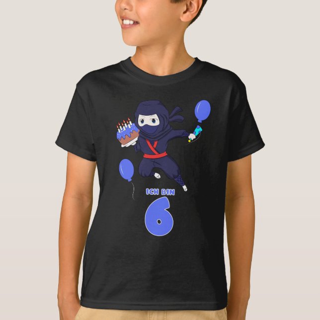 T-shirt NINJA ANNIVERSAIRE 6 6e anniversaire Boy Comic Lov (Devant)