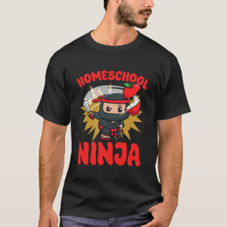 T-shirt Ninja de l'école à la maison Maman Enseignante Édu