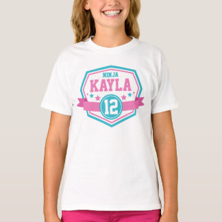 T-shirt Ninja Filles guerrières Anniversaire Nom et âge de