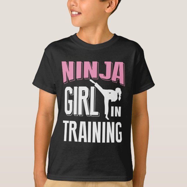 T-shirt Ninja Girl En Formation Karate Taekwondo S Pour Gi (Devant)