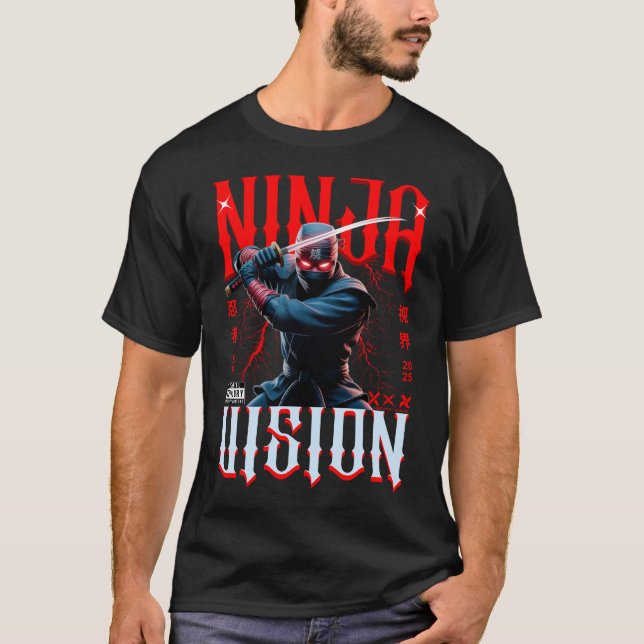 T-shirt Ninja Holding Katana – Dark Urban Style Art Design (Devant)