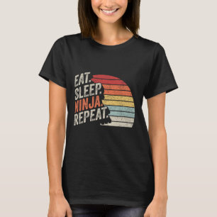T-shirt Ninja Retro Vintage Manger Sleep Ninja Karate Répé
