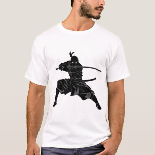 T-shirt Ninja Samouraï Silhouette Monochrome