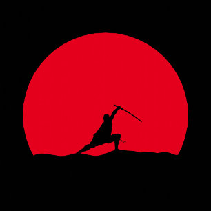 T-shirt Ninja sur soleil rouge