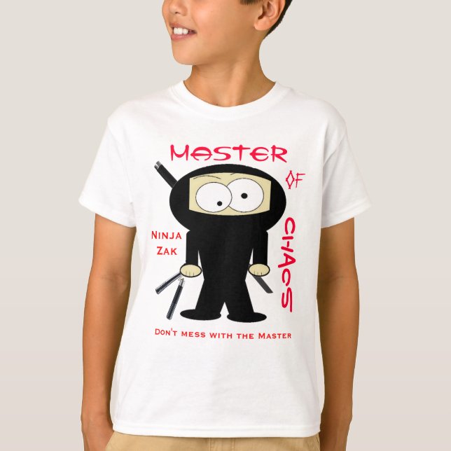 T-shirt Ninja Zak, ne salissent pas avec le maître (Devant)