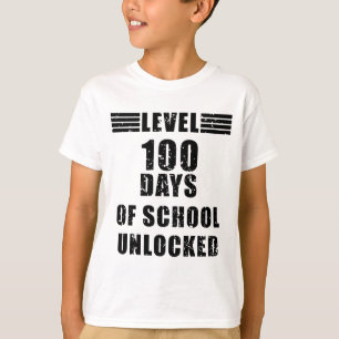 T-shirt Niveau 100 De l'école déverrouillé gamer cool garç