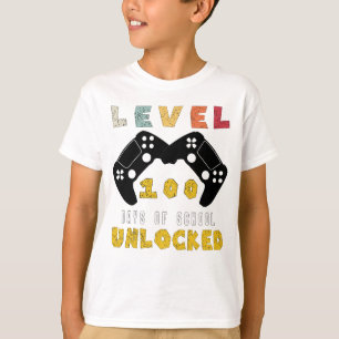 T-shirt Niveau 100 De l'école déverrouillé gamer cool garç