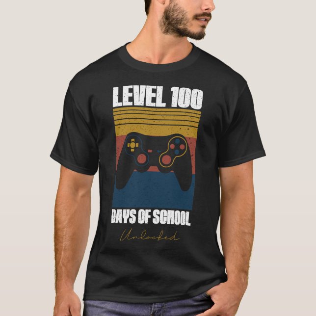 T-shirt Niveau 100 Jours de l'école 100e jour joueur vidéo (Devant)
