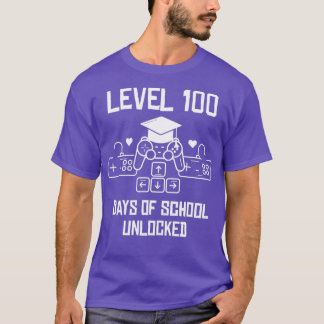 T-shirt Niveau 100 Jours De L'École Déverrouillé Jeu 100E