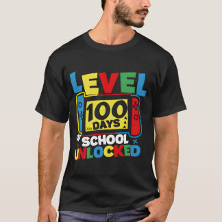 T-shirt Niveau 100 Jours d'école Débloqué Jeux vidéo Jeu