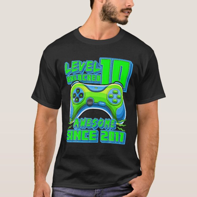 T-shirt Niveau 10 Déverrouillé Awesome 2011 Jeu Vidéo 10Th (Devant)