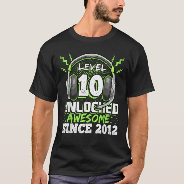 T-shirt Niveau 10 Déverrouillé Awesome 2012 jeu vidéo 10th (Devant)
