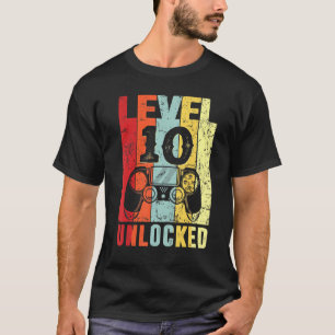 T-shirt Niveau 10 Déverrouillé Jeux Vidéos Vintages Rétro