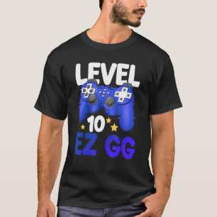 T-shirt Niveau 10 EZ GG 10th Gamer Boy Adolescent Contrôle