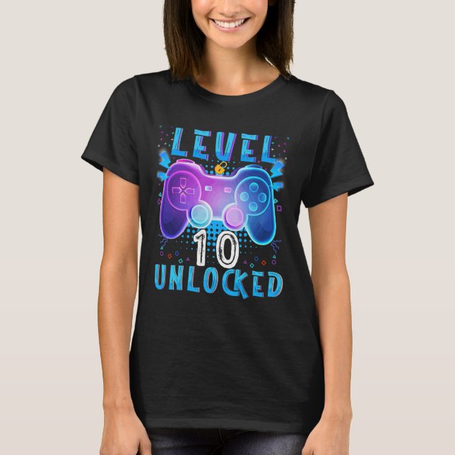 T-shirt Niveau 10 Jeux vidéo non bloqués 10th Birthday Gam (Devant)