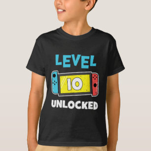 T-shirt Niveau 10 Joueur déverrouillé 10e Anniversaire Vid