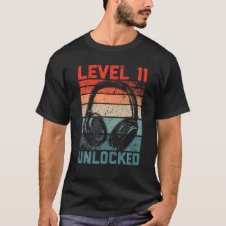 T-shirt Niveau 11 Amateurs de jeux vidéo déverrouillés 11E