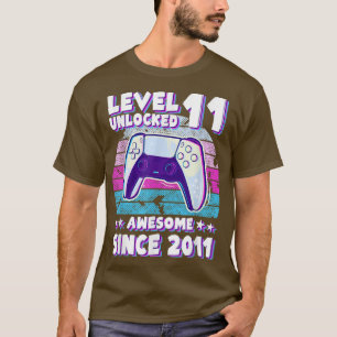 T-shirt Niveau 11 Anniversaire non verrouillé Gamer Garçon