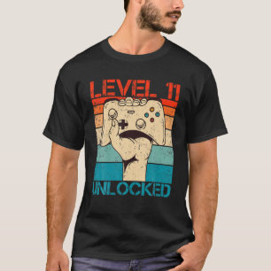 T-shirt Niveau 11 Déverrouillé Anniversaire Funny Vidéo Ga