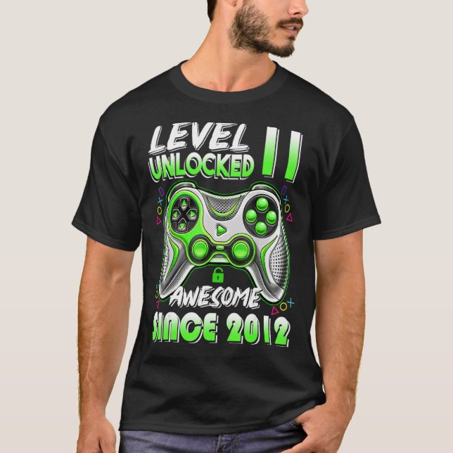 T-shirt Niveau 11 Déverrouillé Awesome 2012 jeu vidéo 11th (Devant)