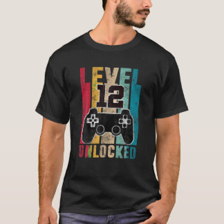 T-shirt Niveau 12 Déverrouillé 12 ans Gamers 12e anniversa