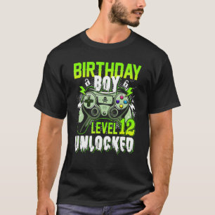 T-shirt Niveau 12 Déverrouillé 12e anniversaire de garçon