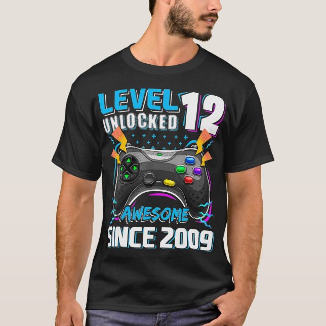 T-shirt Niveau 12 Déverrouillé Awesome 2009 jeu vidéo 12th (Devant)