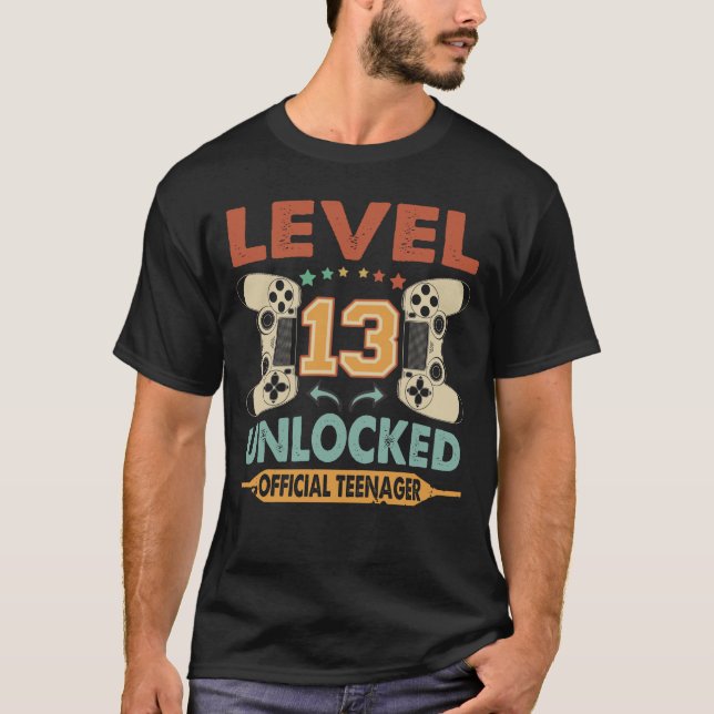 T-shirt Niveau 13 Déverrouillé Adolescent officiel 13e ann (Devant)