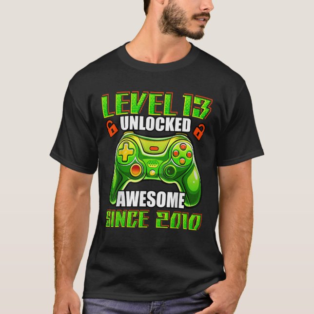 T-shirt Niveau 13 Déverrouillé Awesome 2010 jeu vidéo 13th (Devant)