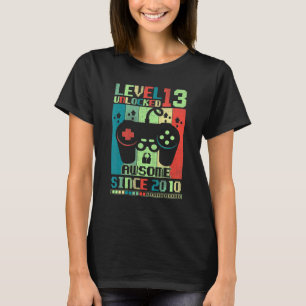 T-shirt Niveau 13 Déverrouillé Awesome Gamer Boy 2010 13e 