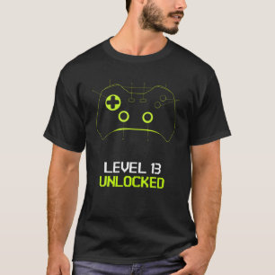 T-shirt Niveau 13 Jeu Déverrouillé 13E Joueur Anniversaire