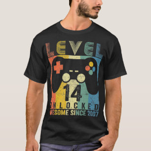 T-shirt Niveau 14 Déverrouillé Awesome jeu vidéo 14e anniv
